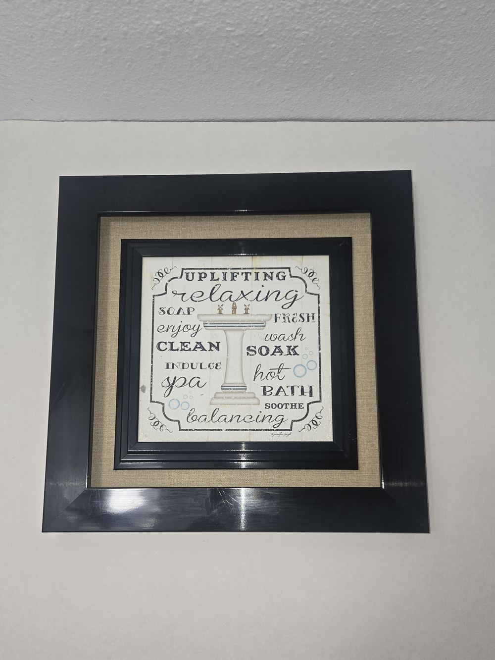 Framed Spa Typography Wall Art - Black Frame with Linen Mat